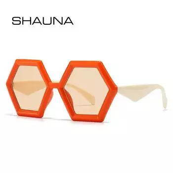 SHAUNA Ретро многоугольные квадратные солнцезащитные очки женские градиентные оттенки UV400 модные мужские двухцветные трендовые солнцезащитные очки