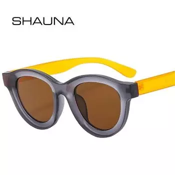 SHAUNA Ретро овальные мужские солнцезащитные очки оттенка UV400 Модные женские серые оранжевые солнцезащитные очки