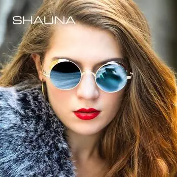 SHAUNA ретро рок-панк солнцезащитные очки женские модные круглые солнцезащитные очки мужские