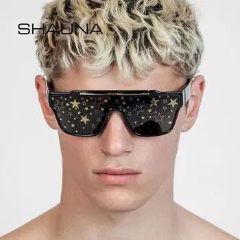 SHAUNA Ретро солнцезащитные очки для женщин, модные солнцезащитные очки со звездами для мужчин, UV400
