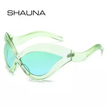 SHAUNA Ретро Y2K кошачий глаз женские большие роскошные солнцезащитные очки модные мужские солнцезащитные очки в стиле хип-хоп в стиле панк оттенки UV400