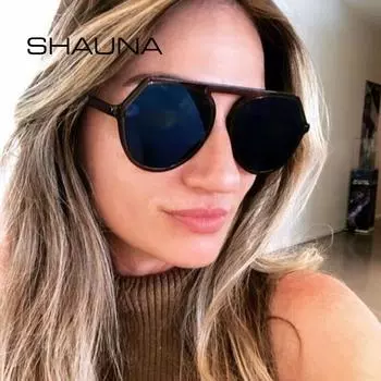 SHAUNA с плоским верхом TR90, оправа в стиле ретро, женские круглые солнцезащитные очки, модные мужские очки с градиентом из нержавеющей стали
