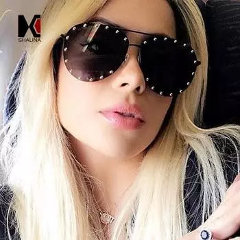 SHAUNA украшения для ногтей женские солнцезащитные очки-пилоты без оправы брендовые дизайнерские модные женские градиентные/тонированные очки в стиле панк