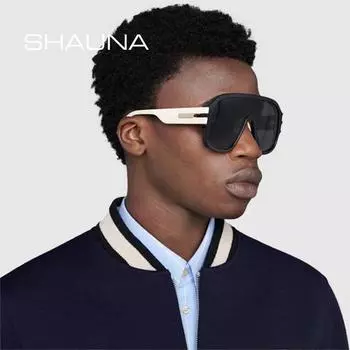 SHAUNA Винтажные большие квадратные солнцезащитные очки для мужчин, брендовые дизайнерские цельные очки Ins, популярные модные женские солнцезащитные очки с градиентом UV400, большие оттенки