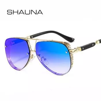SHAUNA винтажные готические солнцезащитные очки в стиле стимпанк женские ретро металлические пилотные солнцезащитные очки в стиле панк мужские UV400