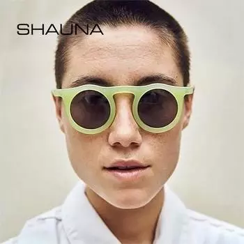 SHAUNA винтажные круглые мужские солнцезащитные очки брендовые дизайнерские желеобразные очки в оправе женские модные уличные солнцезащитные очки UV400