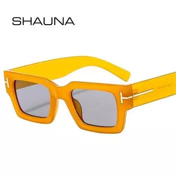 SHAUNA винтажные квадратные женские солнцезащитные очки модные зеркальные оттенки с градиентом UV400 мужские оранжево-зеленые солнцезащитные очки