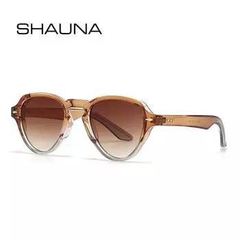 SHAUNA винтажные уникальные овальные женские солнцезащитные очки в стиле панк, модные градиентные оттенки UV400, мужские солнцезащитные очки с заклепками «кошачий глаз»