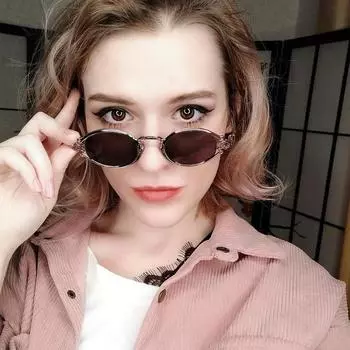 SHAUNA женские популярные готические маленькие овальные солнцезащитные очки в стиле панк мужские ретро металлические солнцезащитные очки в стиле стимпанк