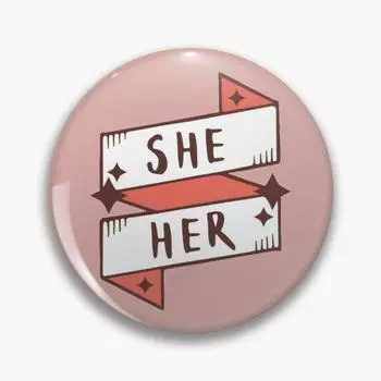 She Her женственная пыльная роза, настраиваемая мягкая пуговица, булавка, шляпа, милый модный декор, булавка с отворотом, воротник, забавная женская одежда, подарок