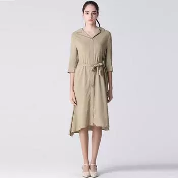She S Miss Alice Льняное платье из 7 частей с поясом Light Khaki (LK)/55