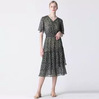 She S Miss Atelier платье с цветочным принтом и V-образным вырезом DARK NAVY (DN)/55