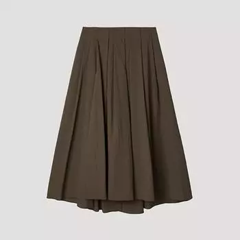 [She S miSS] Back Banding Pleated Long Skirt SwwSkp22010 Br Braun/66