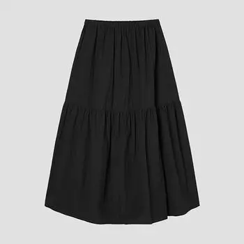 [She S miSS] Banding Shirring Long Skirt SwwSkp22020 Bk blacks/55