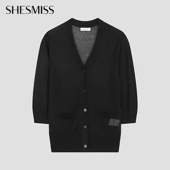 She S miSS baSic See Through V Neck Cardigan SSkcdo22010 Bk blacks/55