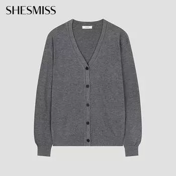 She S miSS baSic V Neck Cardigan SSkcdo32510 Mg MELANGE GRAY/55