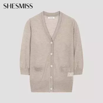 She S miss базовый прозрачный кардиган с V-образным вырезом SSkcdo22010 Be beige/55