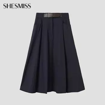 She S miSS Belt Detail Flare Skirt SwwSkp12020 Dn DARK NAVY/44