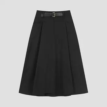 She S miSS Belted Back Banding Flare Skirt SwwSko32030 Bk blacks/55