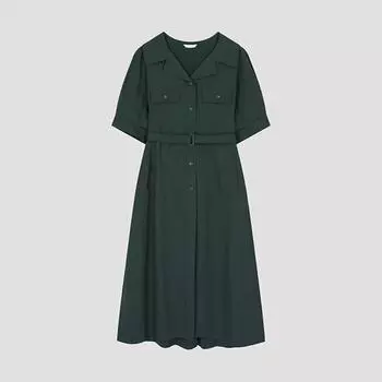 She S miSS Belted Flap Pocket dreSS Swwopo21010 De DARK GREEN/55
