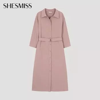She S miSS Belted Open Collar Shirt dreSS Swwopo22080 Di dark pink/55