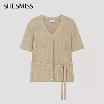 She S miSS Belted Rib V Neck Cardigan SSkcdo22080 Be beige/55