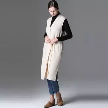 She S Miss жилет из шерстяной трикотажной ткани с поясом black (BK)/55