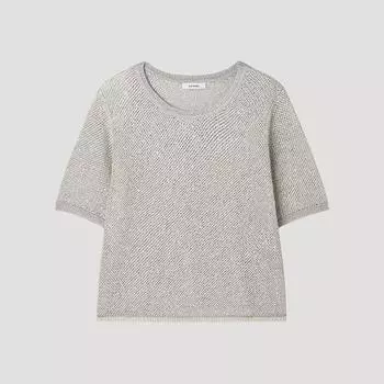 [She S miSS] Блестящий трикотажный свитер с коротким рукавом SSkpop22160 blacks/66