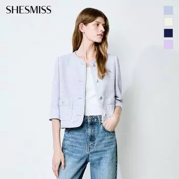 She S miSS Блестящий твидовый плетеный жакет Swwjko21050 Blue/55
