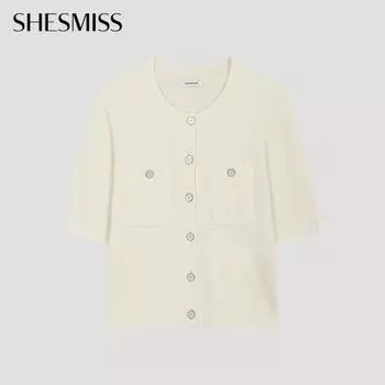 She S miSS Button Point Short Sleeve Cardigan SSkcdo21010 Cr creamy/55