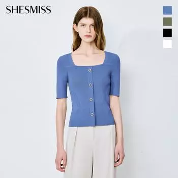 She S miSS Button Point Square Neck Knit SSkpoo21050 blacks/55