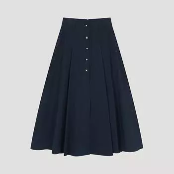 She S miSS Button Up Banding Flare Skirt SwwSko21070 Dn DARK NAVY/55