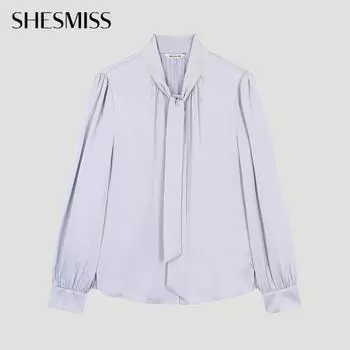 She S miSS Button Up Tie Neck blouSe Swwblo11020 Lg light gray/66