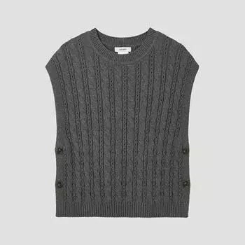 She S miSS Cable Button Knit veSt SSkvtp12030 Ch charcoal/55