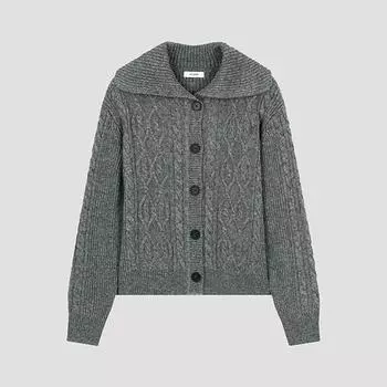 She S miSS Cable Mix Wide Collar Cardigan SSkcdo42060 dark brown/55