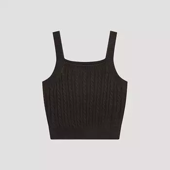 She S miSS Cable Square Neck Knit veSt SSkvto42580 Dw dark brown/55