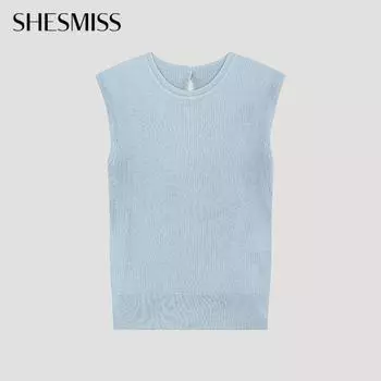She S miSS Вязаный свитер с круглым вырезом и рукавами-крылышками SSkpoo22080 Ll light blue/55