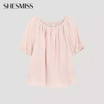 She S miss Check Блуза с двухсторонними полосками Swwblo21010 Pb pink beige/55