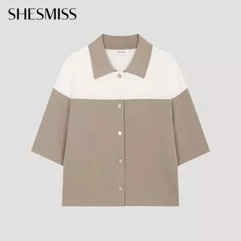 She S miSS Color Block Collar Cardigan SSkcdo21020 Be beige/55