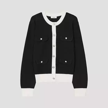 She S miSS Color Matching Flap Pocket Knit Cardigan SSkcdp12530 Bk blacks/55