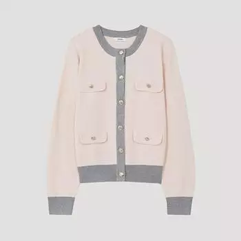 She S miSS Color Matching Flap Pocket Knit Cardigan SSkcdp12530 Lp light pink/66