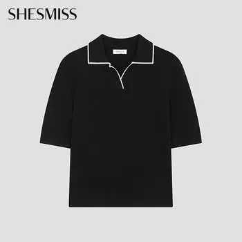 She S miSS Color Открытый воротник трикотаж SSkpoo21120 Bk blacks/55