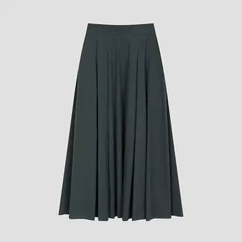 She S miSS Cotton Pleated Long Skirt SwwSko22020 De DARK GREEN/55