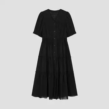 She S miSS Crochet Tiered V Neck dreSS Swwopo21040 Bk blacks/55