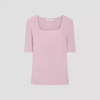 She S miSS Deep Square Neck Short Sleeve Knit SSkpoo22540 Lp light pink/55
