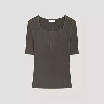 She S miSS Deep Square Neck Short Sleeve Knit SSkpoo22540 Br Braun/55