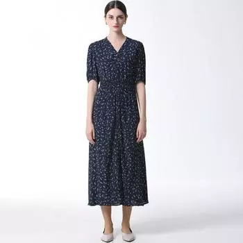 She S Miss Длинное платье с узором и V-образным вырезом Цена 278 000 вон Navy (NA)/55