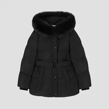 She S miSS Джемпер из меха лисы с капюшоном и утиным пухом SSdjpo42040 Bk blacks/55