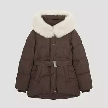 She S miSS Джемпер из меха лисы с капюшоном и утиным пухом SSdjpo42040 Dw dark brown/55