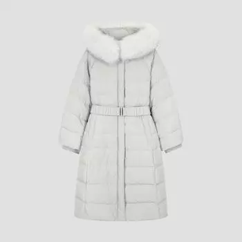 She S miSS Джемпер с капюшоном из меха лисы и утиного пуха SSdjpo42020 Lg light gray/55